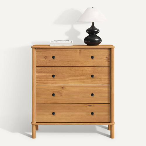 Commode Apoana 4 Tiroirs En Bois Massif - Coloris Chêne