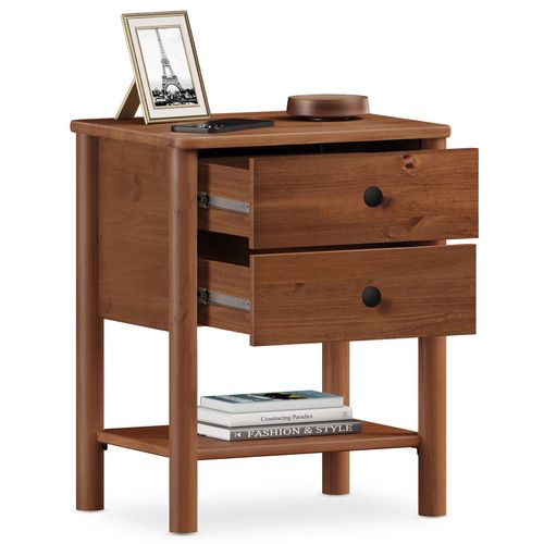 Table De Chevet Apoana H 54 Cm 2 Tiroirs En Bois - Coloris Châtaignier