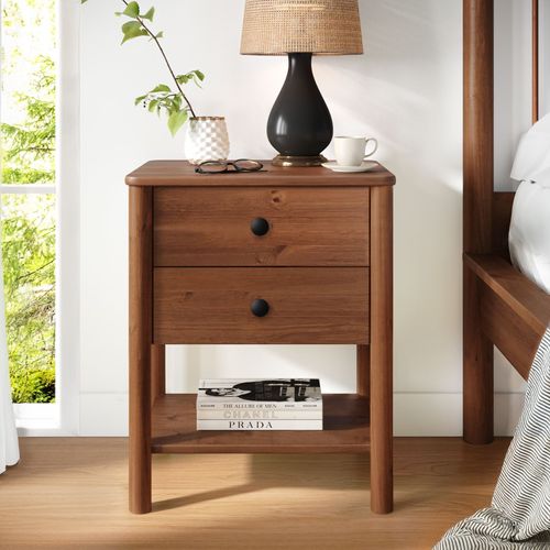 Table De Chevet Apoana H 54 Cm 2 Tiroirs En Bois - Coloris Châtaignier