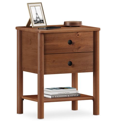 Table De Chevet Apoana H 54 Cm 2 Tiroirs En Bois - Coloris Châtaignier
