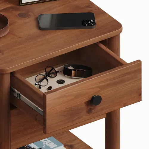 Table De Chevet Apoana H 54 Cm 2 Tiroirs En Bois - Coloris Châtaignier