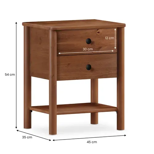 Table De Chevet Apoana H 54 Cm 2 Tiroirs En Bois - Coloris Châtaignier