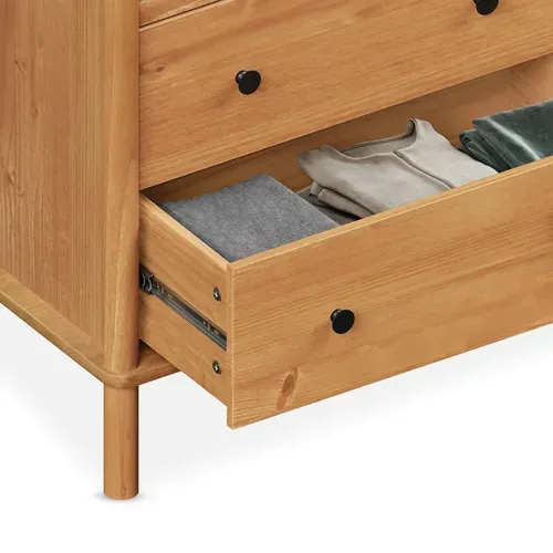 Commode Apoana L 132 Cm 6 Tiroirs En Bois Massif - Coloris Chêne