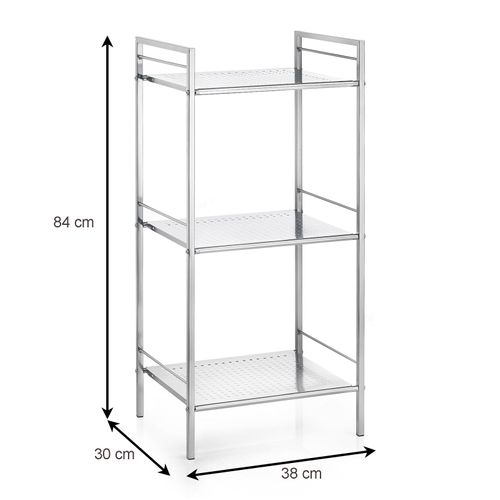 Étagères Salle De Bains Matis, Avec 3 Tablettes En Métal Chromé