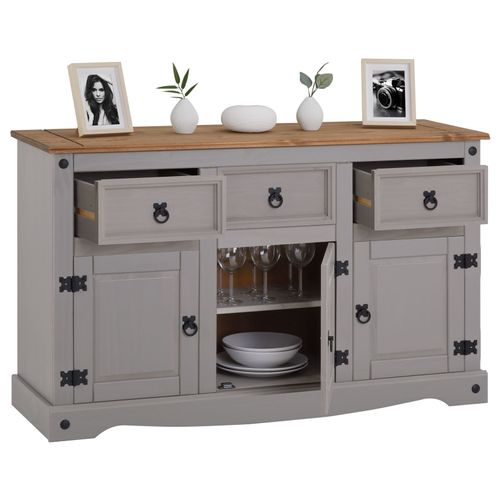 Buffet Salle À Manger Ramon L 125 Cm En Bois Massif - Gris