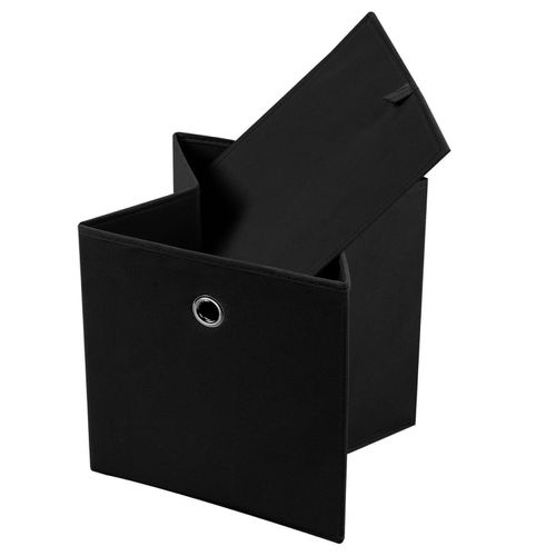 Lot De 2 Boîtes De Rangement Ela, En Tissu Noir