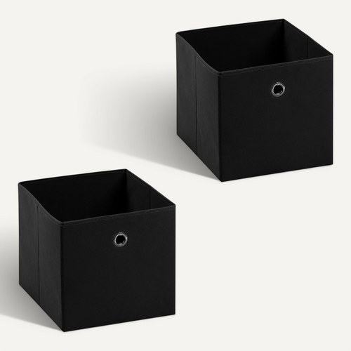 Lot De 2 Boîtes De Rangement Ela, En Tissu Noir