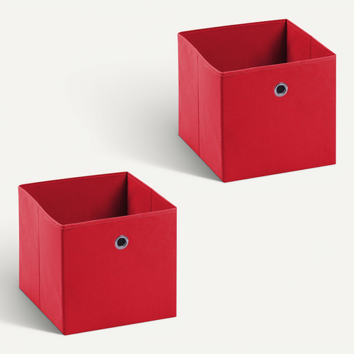 Lot De 2 Boîtes De Rangement Ela, En Tissu Rouge