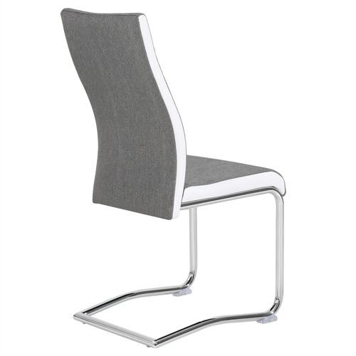 Lot De 4 Chaises Alba, En Tissu Gris Et Blanc