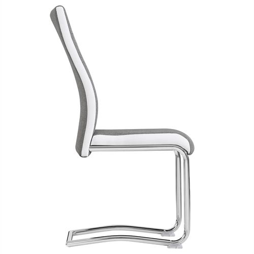 Lot De 4 Chaises Alba, En Tissu Gris Et Blanc