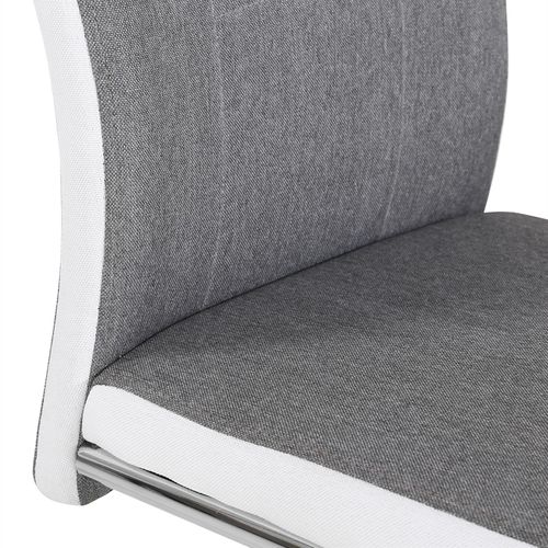 Lot De 4 Chaises Alba, En Tissu Gris Et Blanc