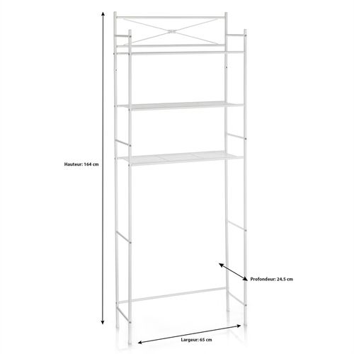 Etagère De Salle De Bain Marsa, Rangement Pour Wc/lave-linge, En Métal Laqué Blanc