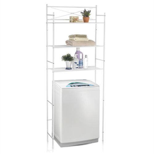 Etagère De Salle De Bain Marsa, Rangement Pour Wc/lave-linge, En Métal Laqué Blanc