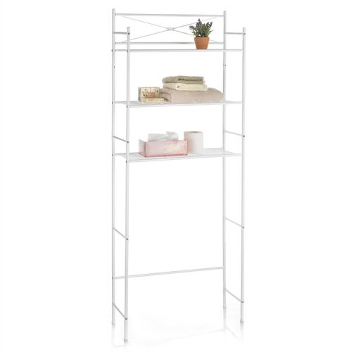 Etagère De Salle De Bain Marsa, Rangement Pour Wc/lave-linge, En Métal Laqué Blanc
