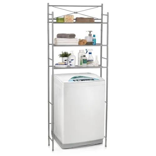 Etagère De Salle De Bain Marsa, Rangement Pour Wc/lave-linge, En Métal Laqué Gris Foncé