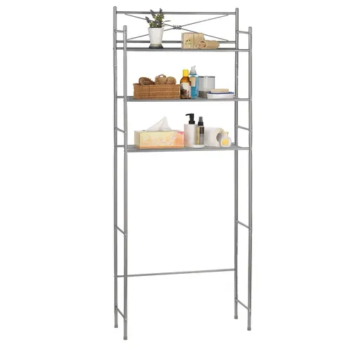 Etagère De Salle De Bain Marsa, Rangement Pour Wc/lave-linge, En Métal Laqué Gris Foncé