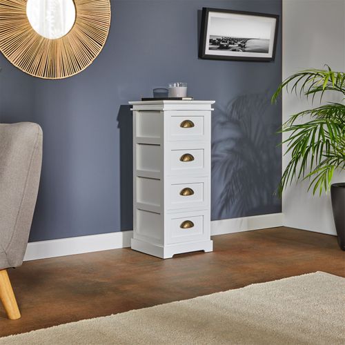 Chiffonnier Landhaus, 4 Tiroirs, Blanc