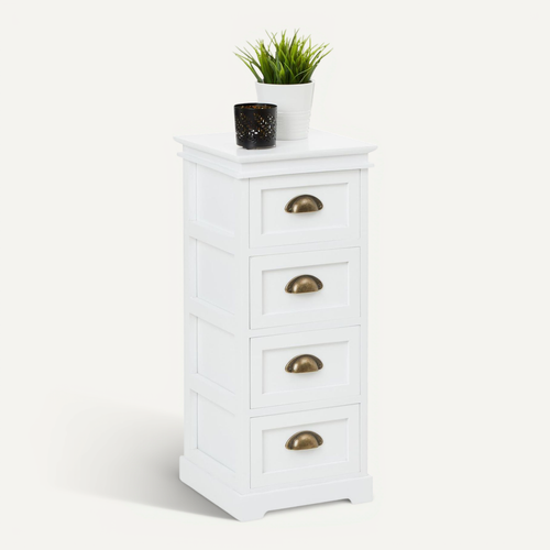 Chiffonnier Landhaus, 4 Tiroirs, Blanc