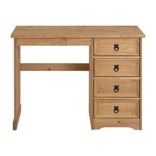 Bureau En Pin Salsa Avec 4 Tiroirs, Style Mexicain, Finition Teintée/cirée