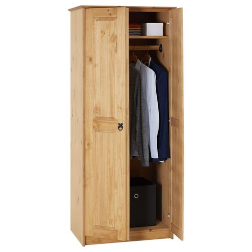 Armoire En Pin Barrio Style Mexicain, 2 Portes, Finition Teintée/cirée
