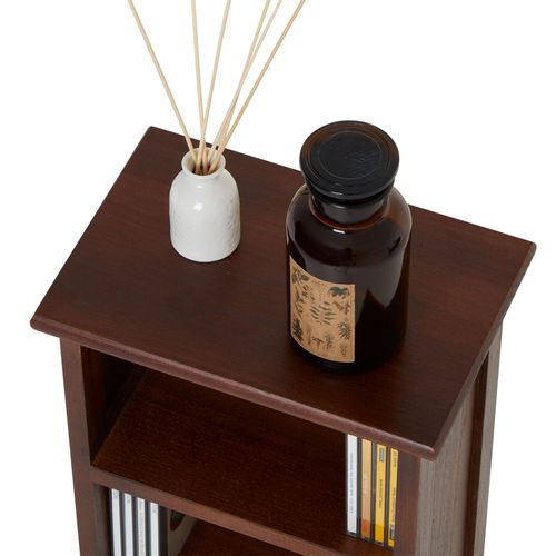 Etagère Musica Pour Cd, En Bois De Paulownia Et Mdf Lasuré Brun Foncé