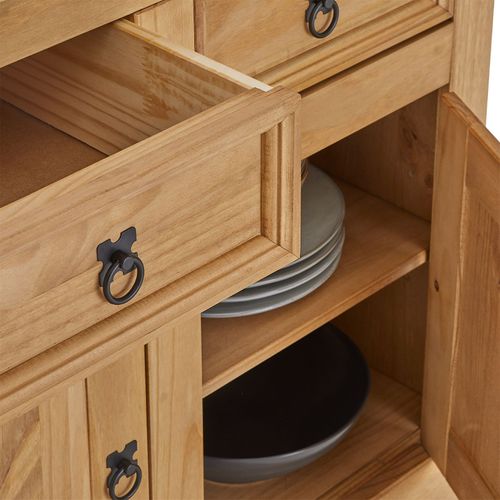 Buffet En Pin Salsa Style Mexicain, Avec 2 Portes Et 2 Tiroirs