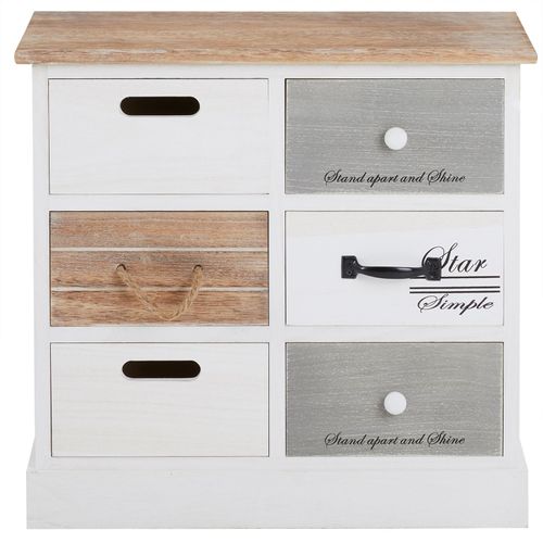 Chiffonnier Salva Avec 3x3 Tiroirs, En Bois Blanc Et Brun