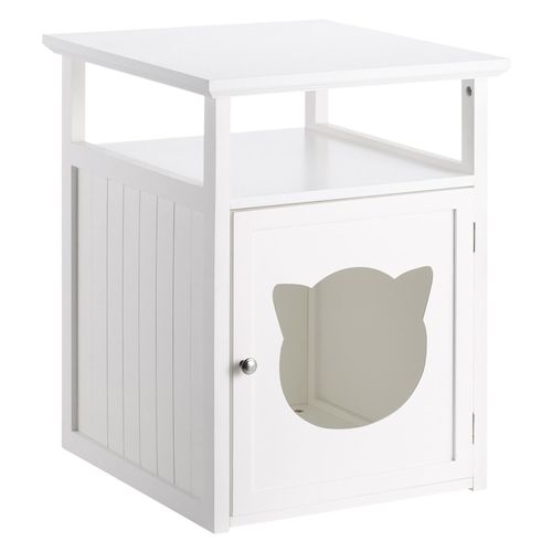 Table De Chevet Gato Avec Niche Pour Chat En Mdf Blanc