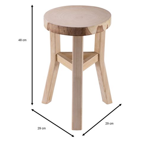 Tabouret Décoratif Zahora En Bois, Rond