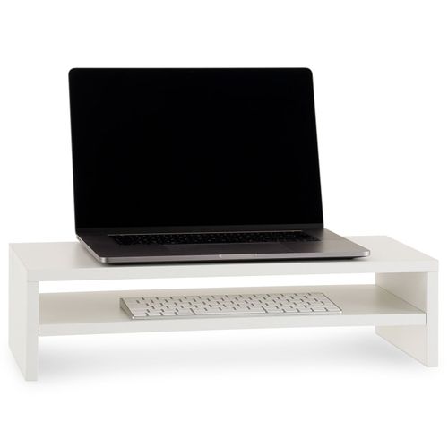Réhausseur D’écran Bureau Connect Avec 1 Étagère, En Bois - Blanc