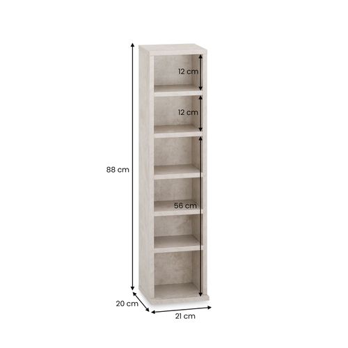 Bibliothèque Pour Cd Et Dvd Melodie, En Bois - Coloris Béton