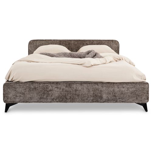 Lit Double Leverda 140 X 190 Cm, Revêtement En Tissu - Gris