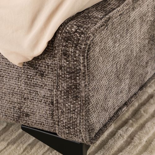 Lit Double Leverda 140 X 190 Cm, Revêtement En Tissu - Gris