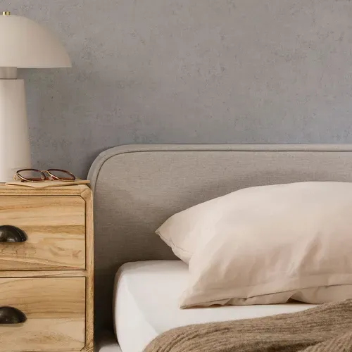 Lit Double Belarti 140 X 190 Cm Rembourré, Revêtement En Tissu - Gris Clair