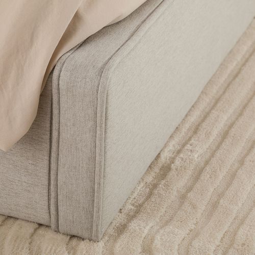 Lit Double Belarti 140 X 190 Cm Rembourré, Revêtement En Tissu - Gris Clair