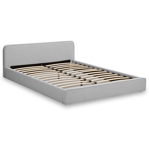 Lit Double Belarti 140 X 190 Cm Rembourré, Revêtement En Tissu - Gris Clair