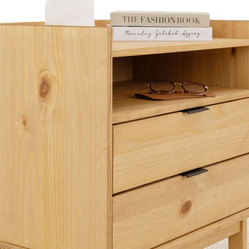 Table De Chevet Tepera H 64 Cm 2 Tiroirs Et 1 Niche En Bois Massif - Finition Laquée