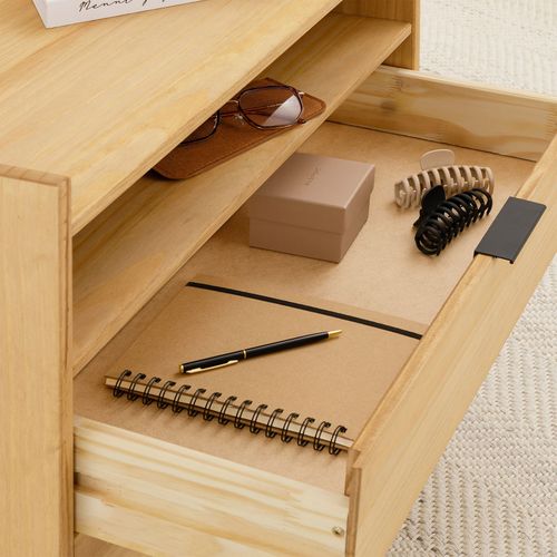 Table De Chevet Tepera H 64 Cm 2 Tiroirs Et 1 Niche En Bois Massif - Finition Laquée