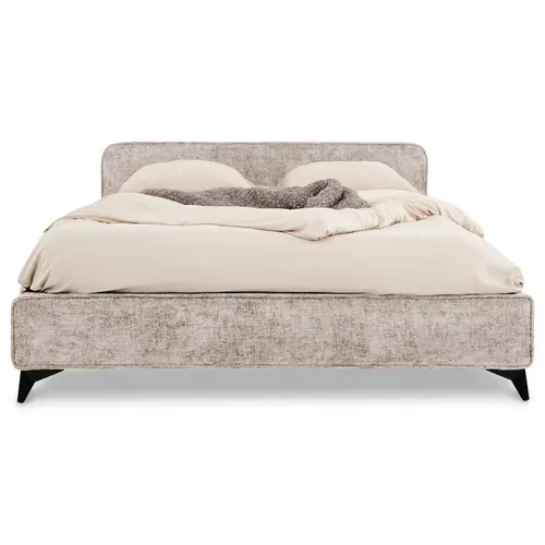 Lit Double Leverda 140 X 190 Cm, Revêtement En Tissu - Beige