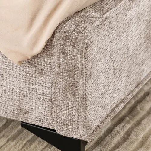 Lit Double Leverda 140 X 190 Cm, Revêtement En Tissu - Beige