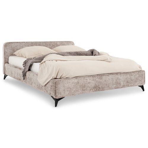 Lit Double Leverda 140 X 190 Cm, Revêtement En Tissu - Beige