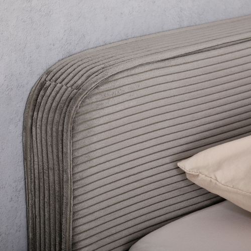 Lit Double Cursio 140 X 190 Cm, Revêtement En Velours Côtelé - Gris