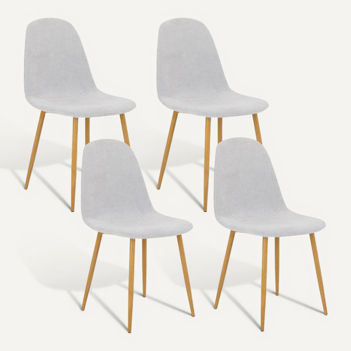 Lot De 4 Chaises Punta De Salle à Manger En Tissu - Gris Clair
