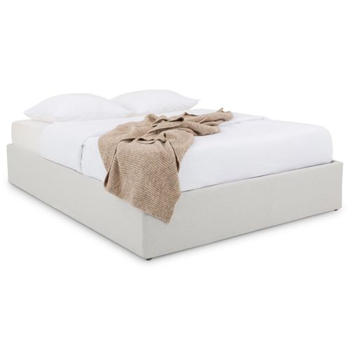 Lit Coffre Bliss 160 X 200 Rembourré En Tissu - Gris