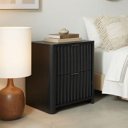 Table De Chevet Ella H 50 Cm 2 Tiroirs - Noir