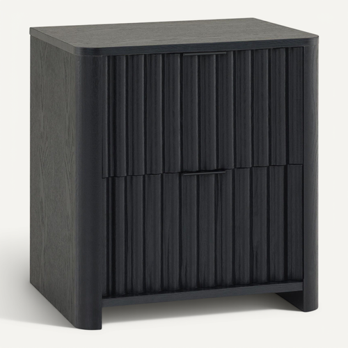 Table De Chevet Ella H 50 Cm 2 Tiroirs - Noir