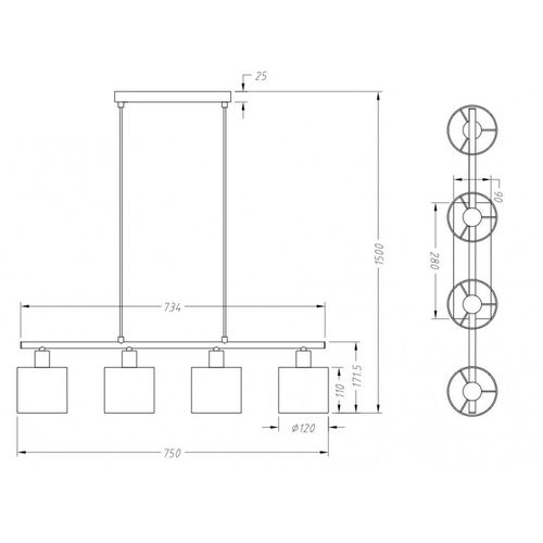Suspension 4 Lampes Tommy