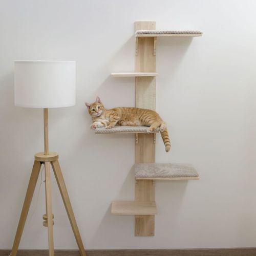 Arbre À Chat Timber Wall 150 Cm Naturel Et Taupe