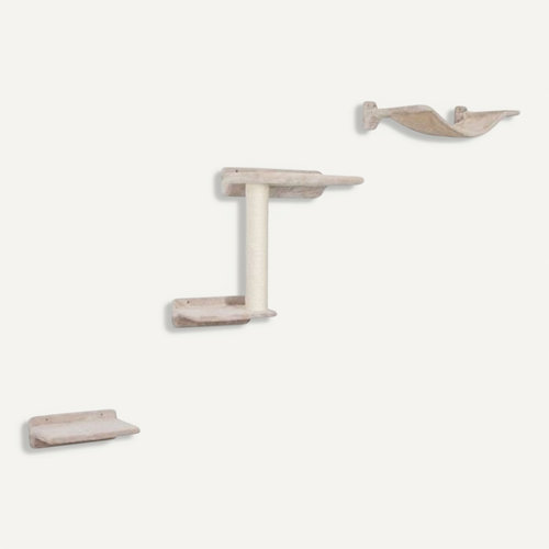 Mur D'escalade Pour Chat - Zugspitze - 5 Pieces - Sisal - Tissu Rembourré - Intérieur
