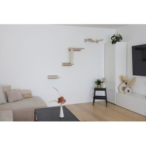 Mur D'escalade Pour Chat - Zugspitze - 5 Pieces - Sisal - Tissu Rembourré - Intérieur